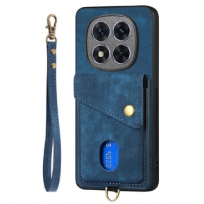 Hoesje Xiaomi Redmi Note 14 Pro 5g Kaarthouder Met Lederlook En Draagkoord Bescherming Hoesje