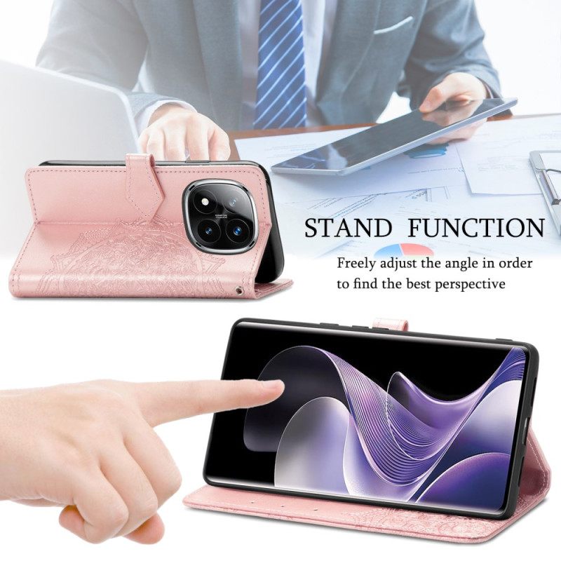 Leren Hoesje Voor Xiaomi Redmi Note 14 Pro 5g Barokke Mandala