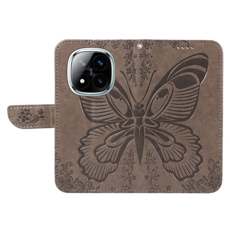 Leren Hoesje Voor Xiaomi Redmi Note 14 Pro 5g Grafische Vlinder