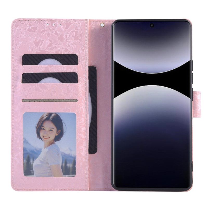 Leren Hoesje Voor Xiaomi Redmi Note 14 Pro 5g Rfid-blokkerend Bloemendesign