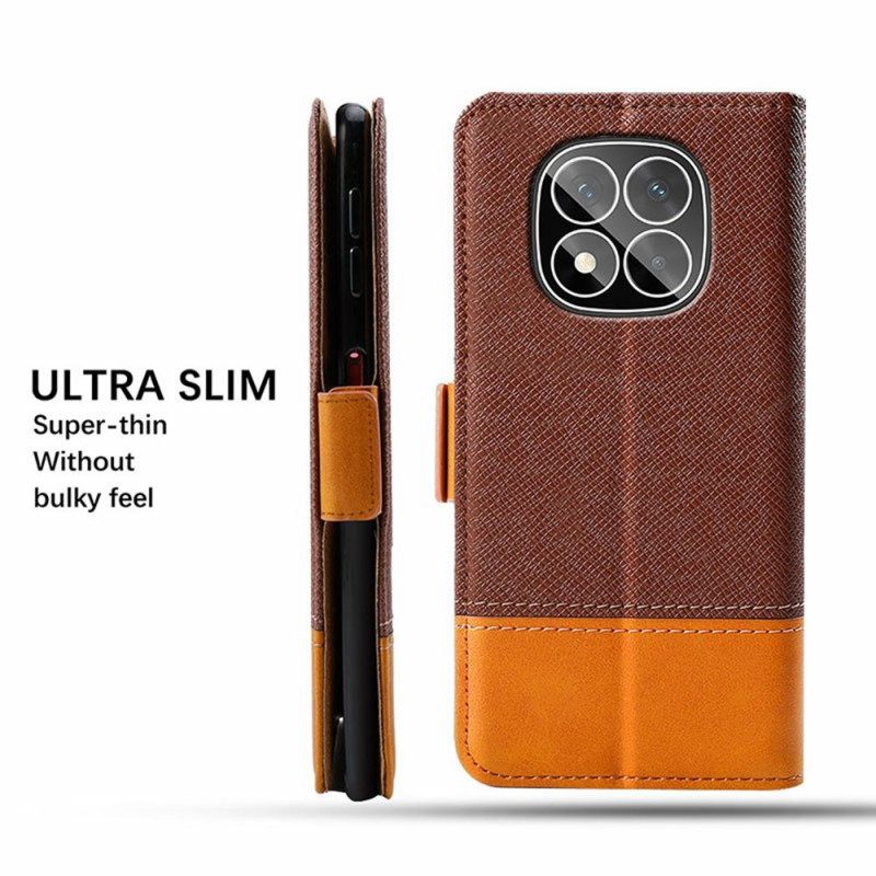 Leren Hoesje Voor Xiaomi Redmi Note 14 Pro 5g Tweekleurig Design