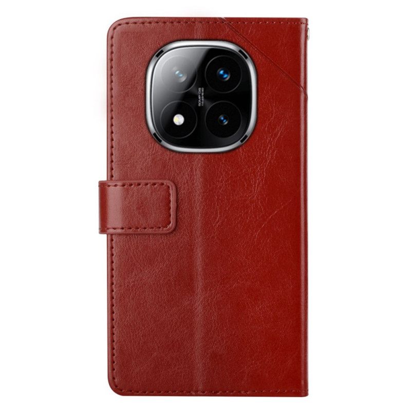 Leren Hoesje Voor Xiaomi Redmi Note 14 Pro 5g Y-vormige Band