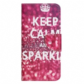 Leren Hoesje Xiaomi Redmi Note 14 Pro 5g Blijf Kalm Bescherming Hoesje