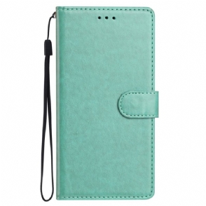 Leren Hoesje Xiaomi Redmi Note 14 Pro 5g Effen Kunstleer Met Bandje Bescherming Hoesje