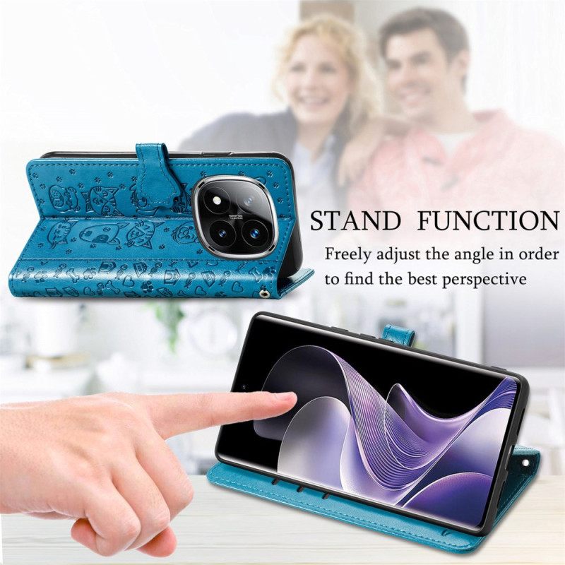 Leren Hoesje Xiaomi Redmi Note 14 Pro 5g Geanimeerd Dieren