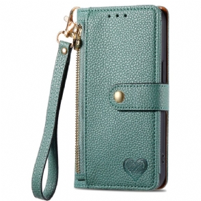 Leren Hoesje Xiaomi Redmi Note 14 Pro 5g Hartpatroon Met Rfid-blokkering