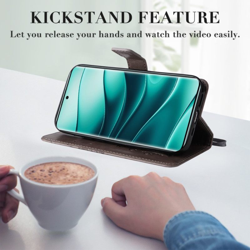 Leren Hoesje Xiaomi Redmi Note 14 Pro 5g Reuzenvlinders Bescherming Hoesje