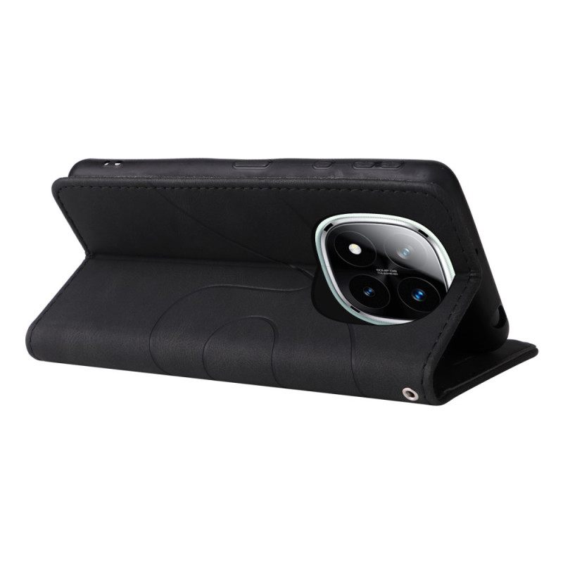 Leren Hoesje Xiaomi Redmi Note 14 Pro 5g Tweekleurige Golvende Lijnen Bescherming Hoesje