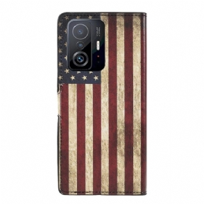 Folio-hoesje voor Xiaomi 11T / 11T Pro Anti-fall Vintage Amerikaanse Vlag