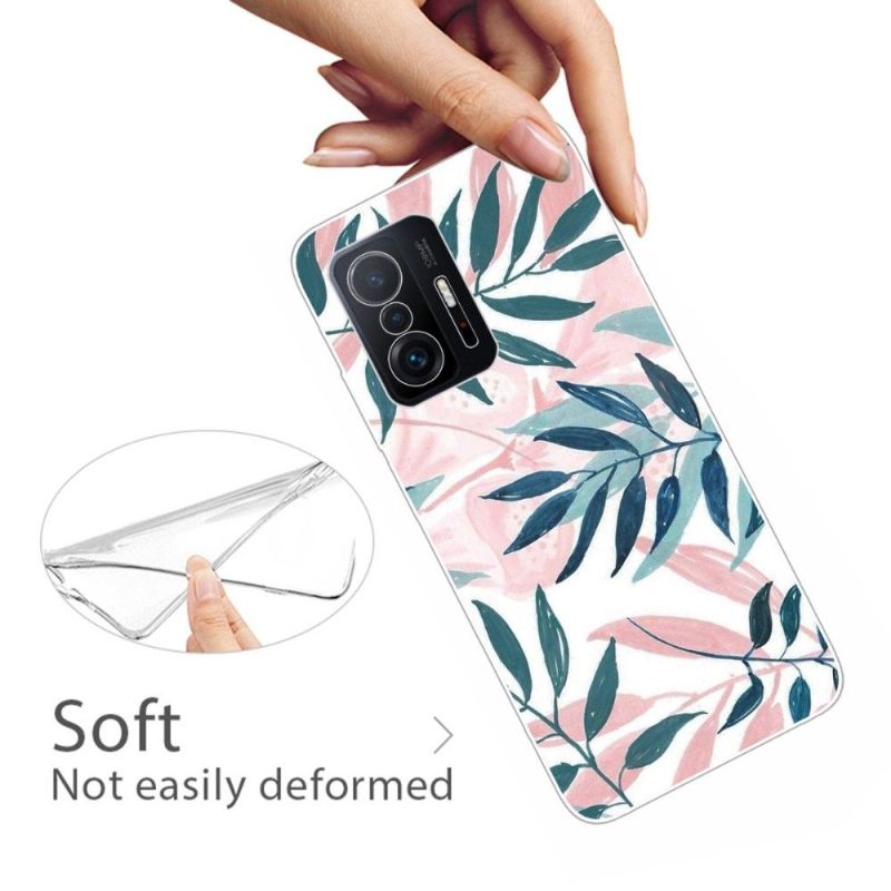 Hoesje voor Xiaomi 11T / 11T Pro Groene En Roze Bladeren