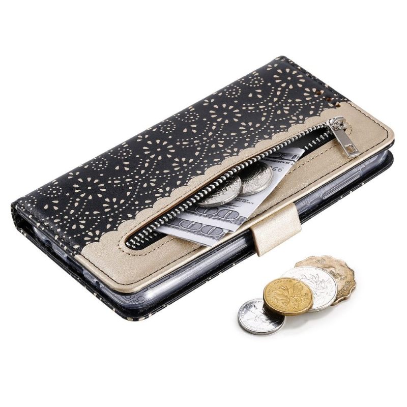 Folio-hoesje voor Samsung Galaxy A10 Romantiek Kant Met Riem