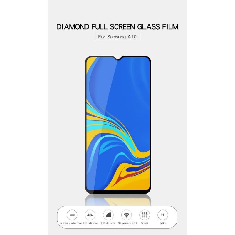 Samsung Galaxy A10 - Schermbeschermer Van Gehard Glas Op Ware Grootte - Zwart