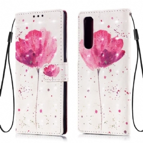 Folio-hoesje voor Sony Xperia 5 Roze Bloem