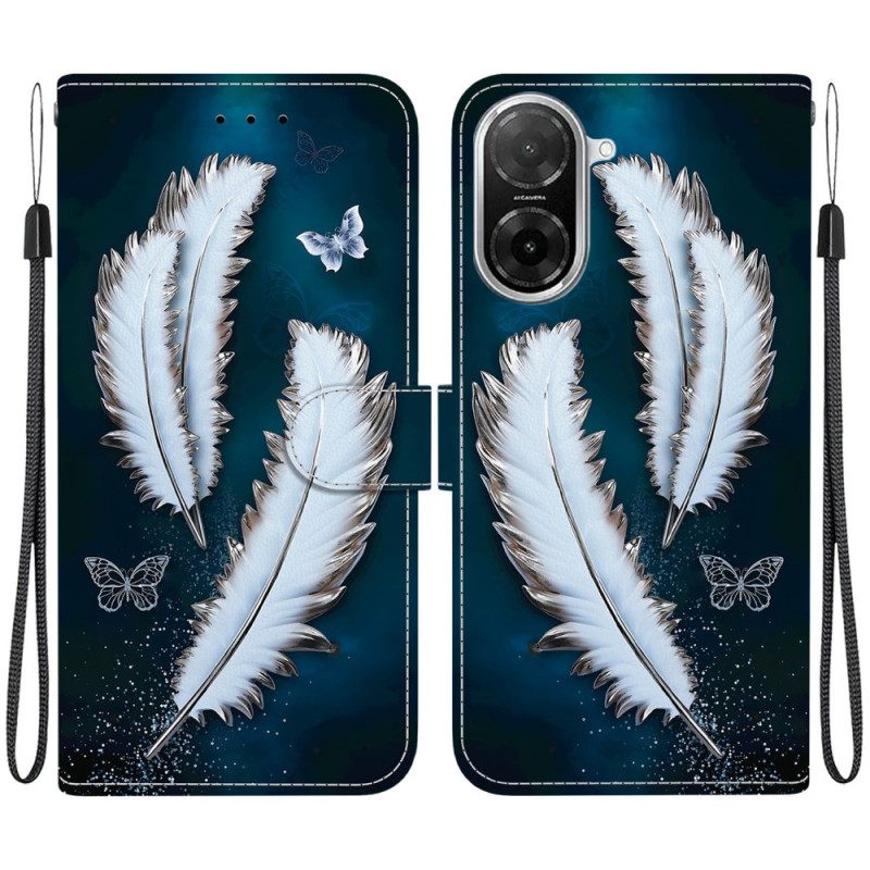 Bescherming Hoesje Poco C71 Witte Veren