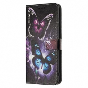 Flip Case Leren Poco C71 Twee Vlinders