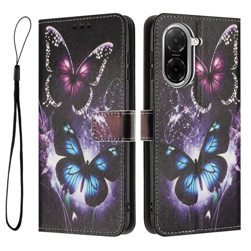 Flip Case Leren Poco C71 Twee Vlinders