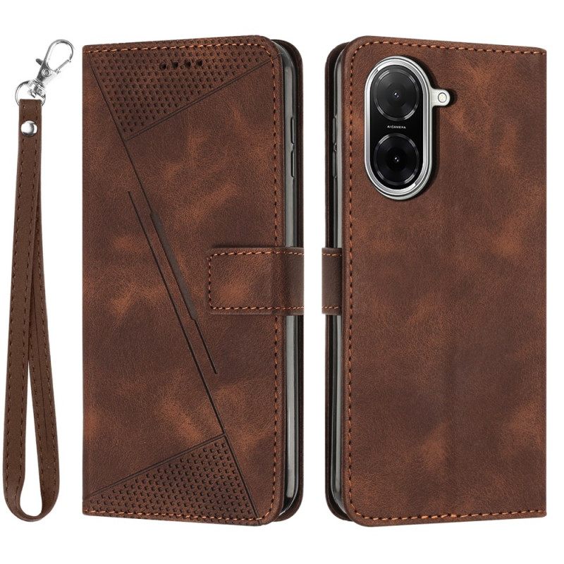 Folio-hoesje Poco C71 Lijndesign Met Bandje