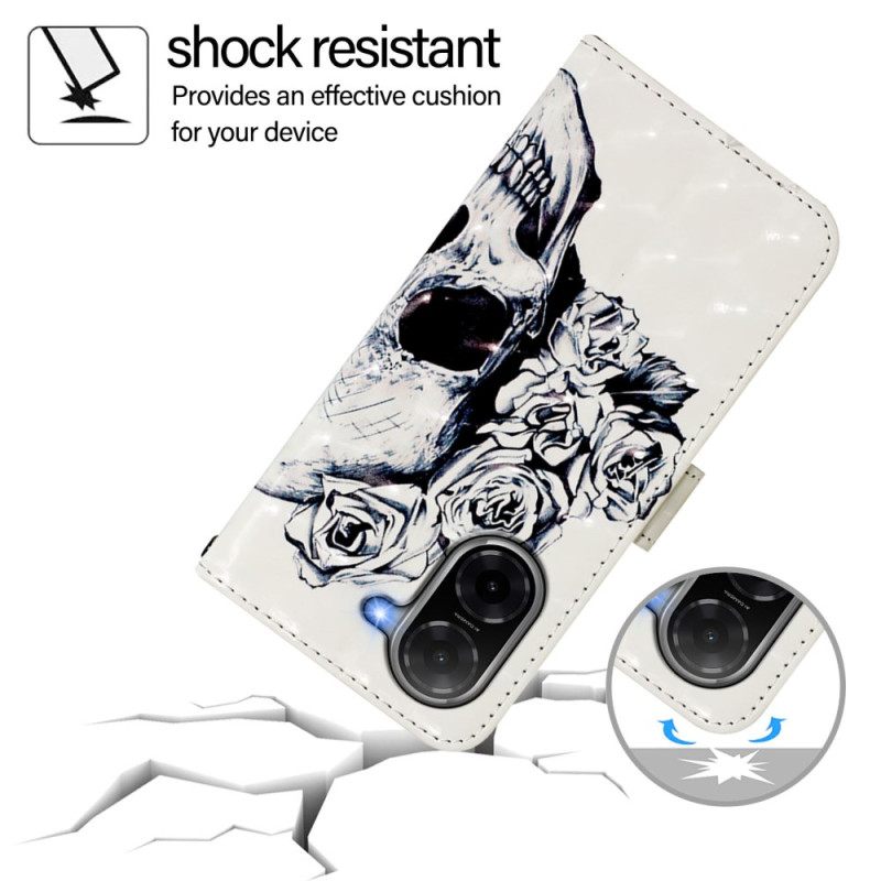 Folio-hoesje Poco C71 Telefoonhoesje Bloemenschedel