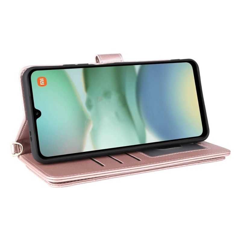 Folio-hoesje Poco C71 Telefoonhoesje Gewatteerde Portemonnee Met Riem En Schouderriem