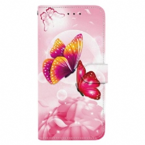 Folio-hoesje Poco C71 Telefoonhoesje Roze Vlinders