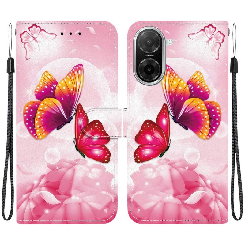 Folio-hoesje Poco C71 Telefoonhoesje Roze Vlinders