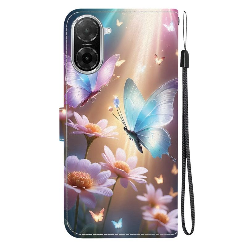 Folio-hoesje Poco C71 Telefoonhoesje Vlinders En Bloemen