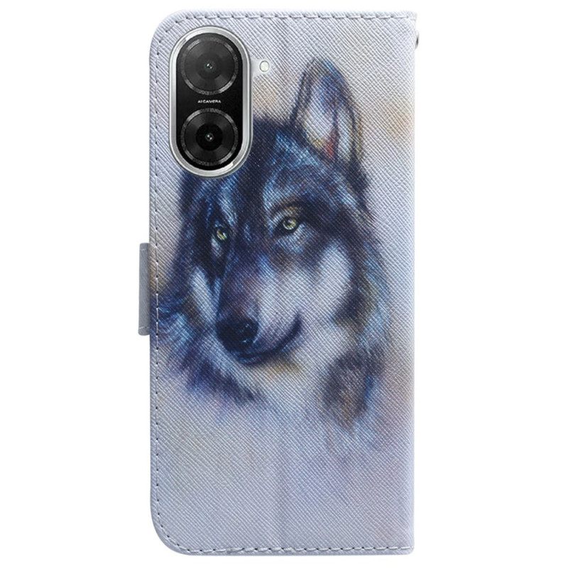 Leren Hoesje Poco C71 Aquarel Wolf Bescherming Hoesje