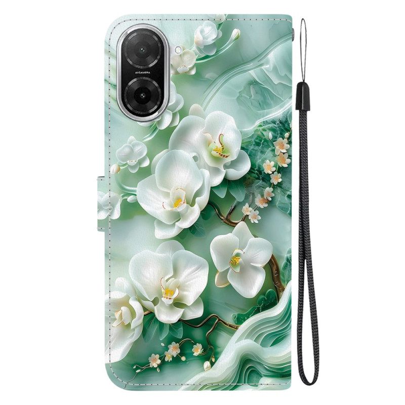 Leren Hoesje Poco C71 Jadekleurige Bloemen