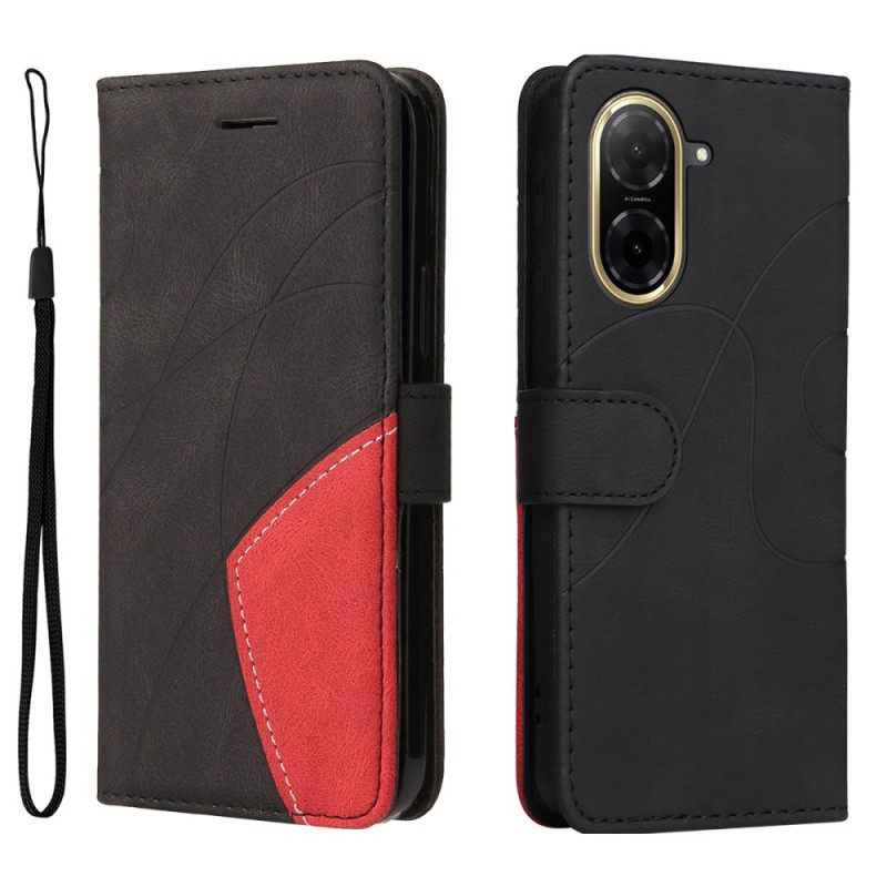 Leren Hoesje Poco C71 Tweekleurige Rimpel Bescherming Hoesje