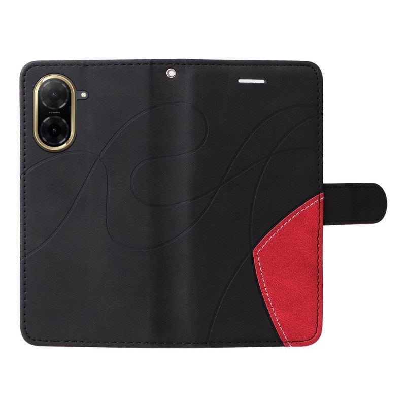 Leren Hoesje Poco C71 Tweekleurige Rimpel Bescherming Hoesje