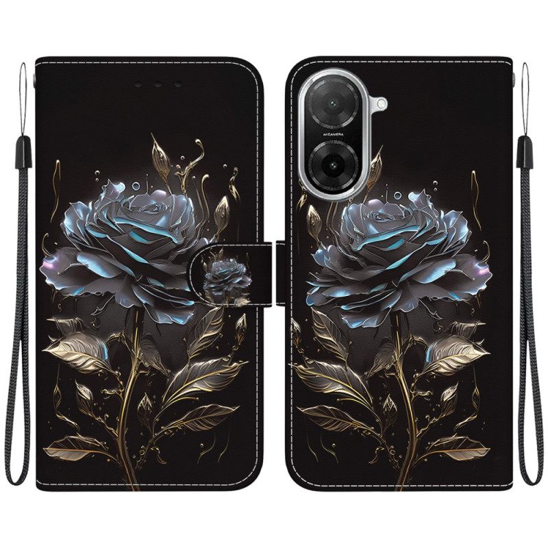 Leren Hoesje Poco C71 Zwart Roos