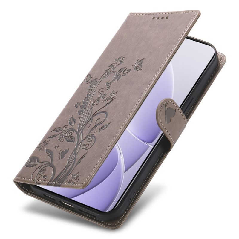 Leren Hoesje Voor Poco C71 Bloemenprint