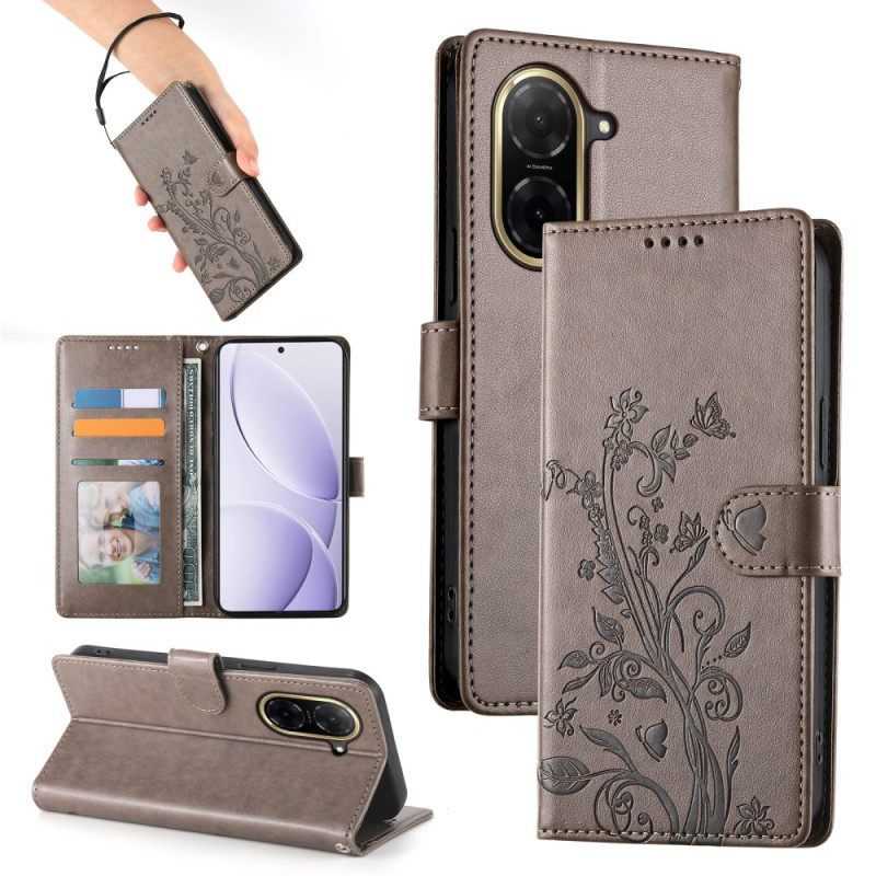 Leren Hoesje Voor Poco C71 Bloemenprint