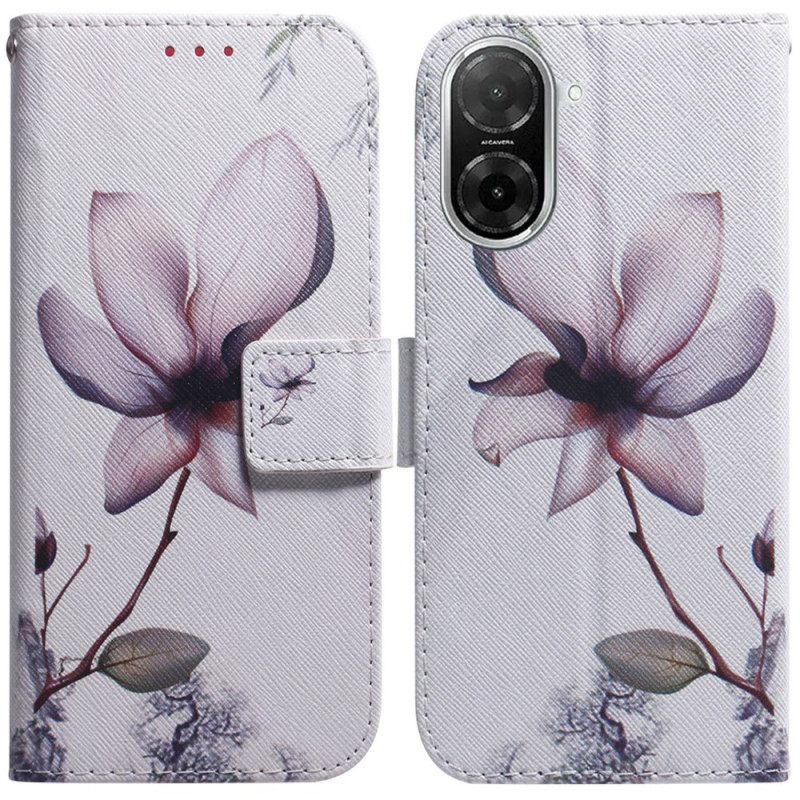 Leren Hoesje Voor Poco C71 Roze Bloem