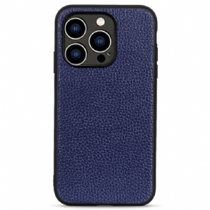 Hoesje voor iPhone 14 Pro Echt Litchi-leer
