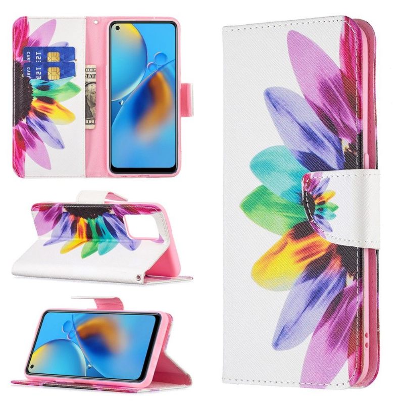 Flip Case voor Oppo A74 4G Gekleurde Bloemblaadjes