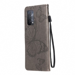 Folio-hoesje voor Oppo A74 4G Ondersteuningsfunctie Vlinders