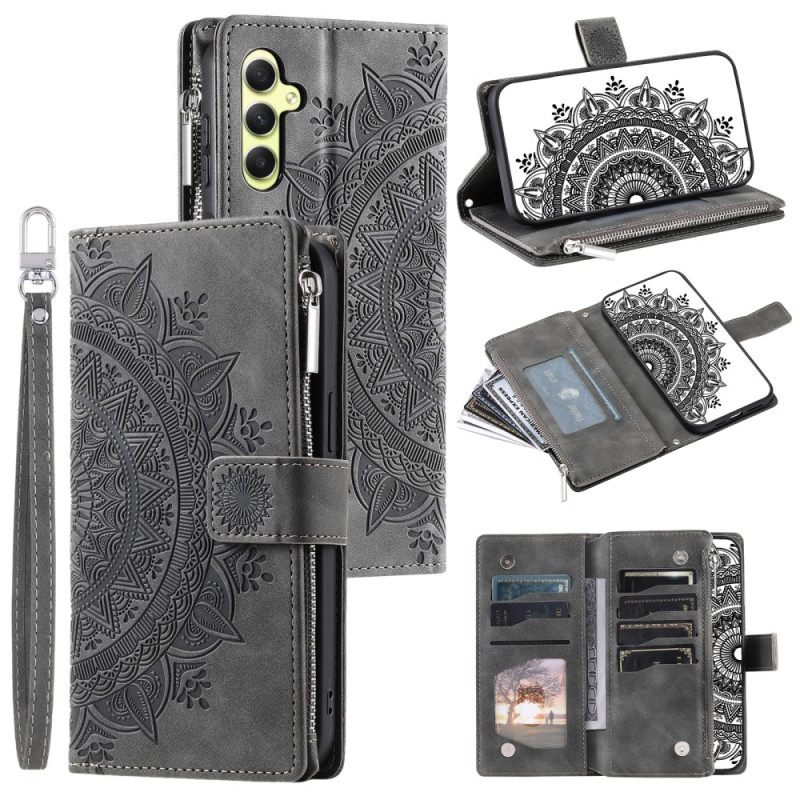 Bescherming Hoesje Samsung Galaxy S25 5g Portemonnee Met Mandala Suède-effect