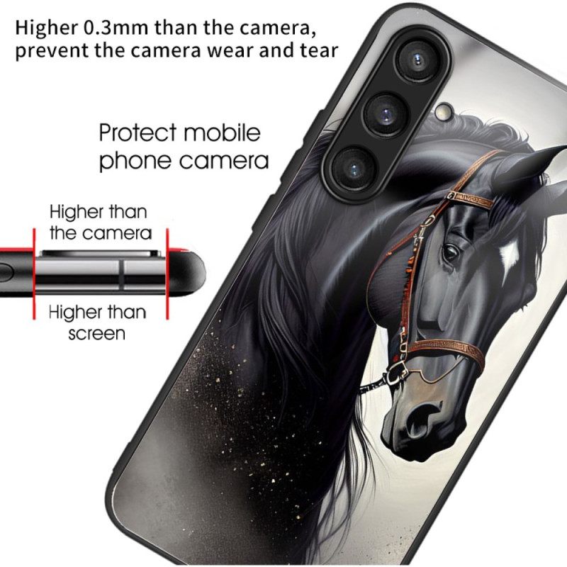 Case Hoesje Samsung Galaxy S25 5g Telefoonhoesje Gehard Glas Met Grijs Paard