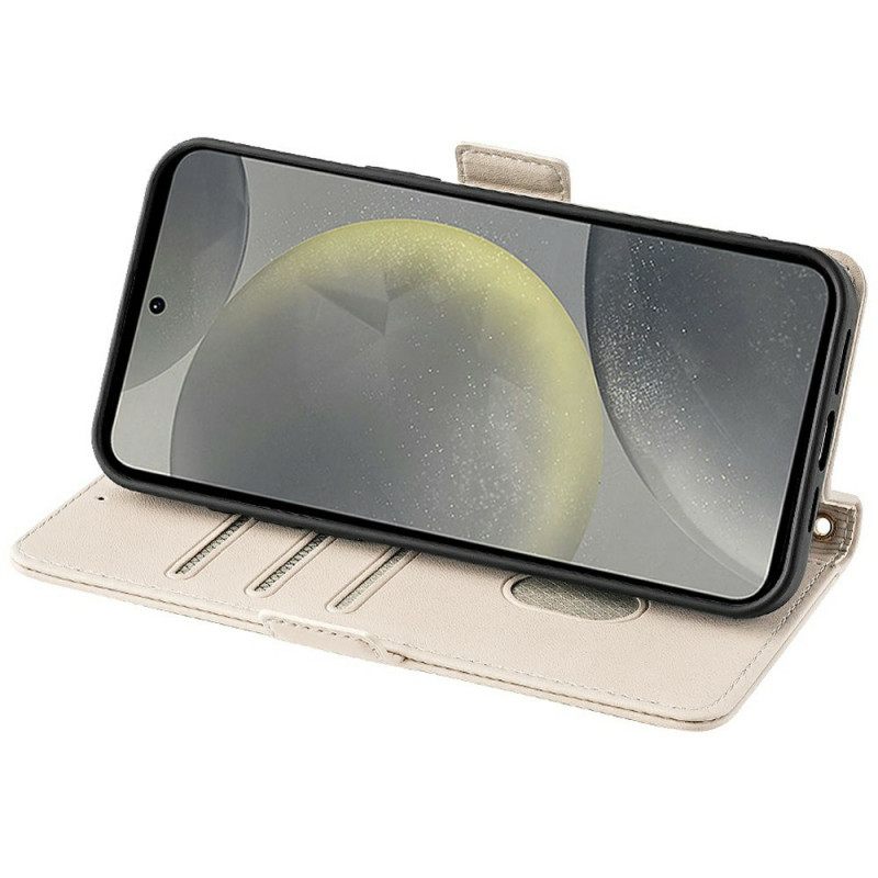 Flip Case Leren Samsung Galaxy S25 5g Gesp In Metaalstijl
