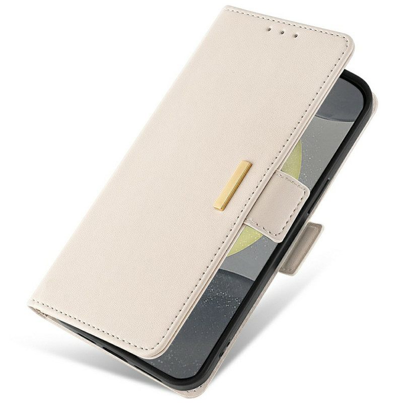 Flip Case Leren Samsung Galaxy S25 5g Gesp In Metaalstijl