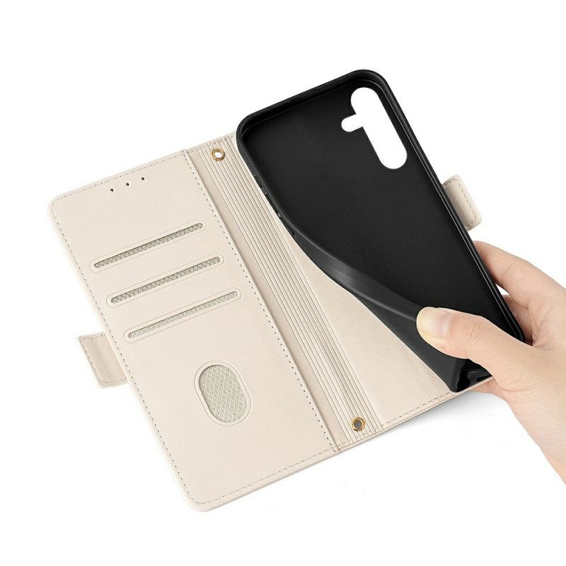 Flip Case Leren Samsung Galaxy S25 5g Gesp In Metaalstijl