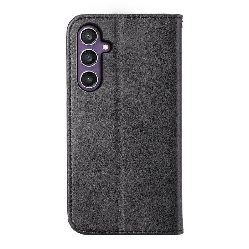 Folio-hoesje Samsung Galaxy S25 5g Kalfsleertextuur Bescherming Hoesje