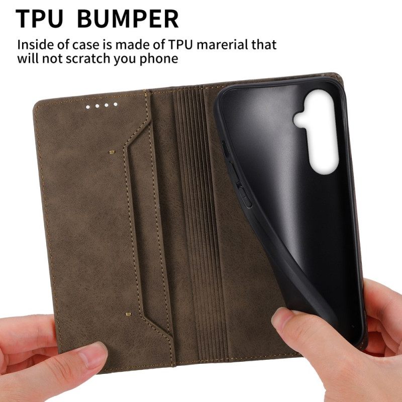 Folio-hoesje Samsung Galaxy S25 5g Rfid-blokkerend Lederlook