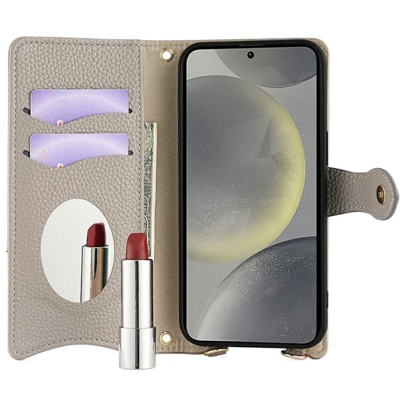 Folio-hoesje Samsung Galaxy S25 5g Spiegel En Ketting