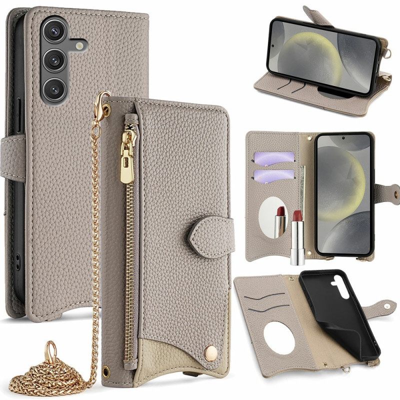 Folio-hoesje Samsung Galaxy S25 5g Spiegel En Ketting