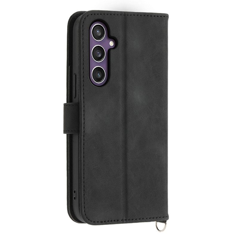 Folio-hoesje Samsung Galaxy S25 5g Telefoonhoesje Bandje Met Kantdesign