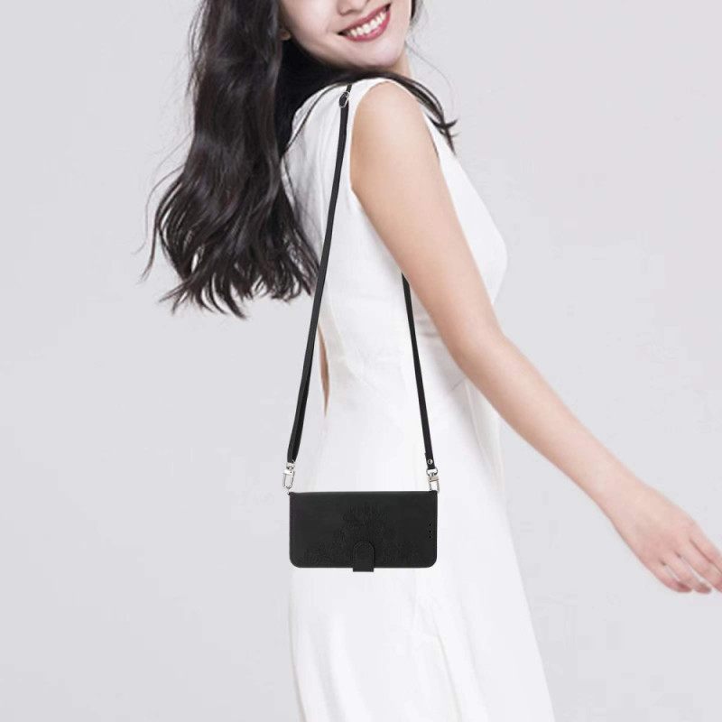 Folio-hoesje Samsung Galaxy S25 5g Telefoonhoesje Bandje Met Kantdesign