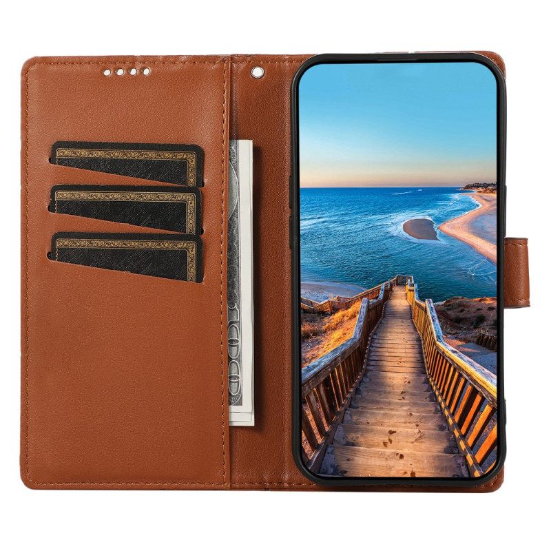 Folio-hoesje Samsung Galaxy S25 5g Telefoonhoesje Lijnen En 3 Kaarthouders