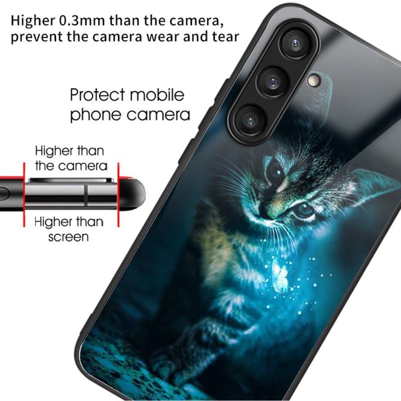 Hoesje Samsung Galaxy S25 5g Gehard Glas Met Kattenpatroon